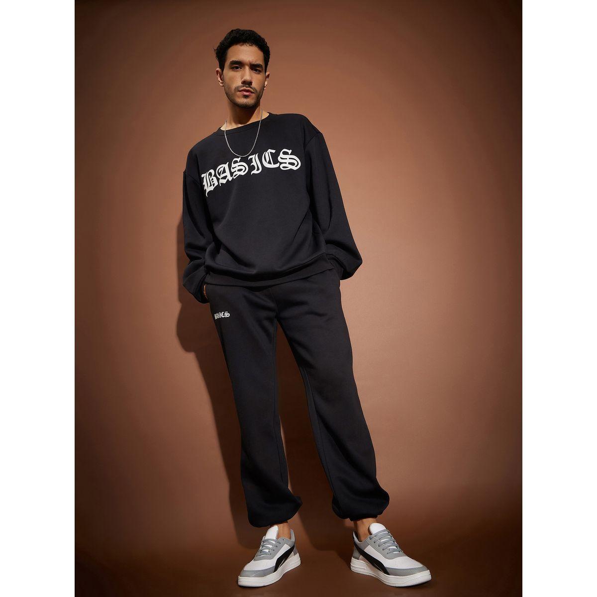طقم منسق من جوغر مع سويت شيرت فضفاض مع كتابة ماسكلن ساسافراس × ستايلي-men-clothing-coordsets-image-1