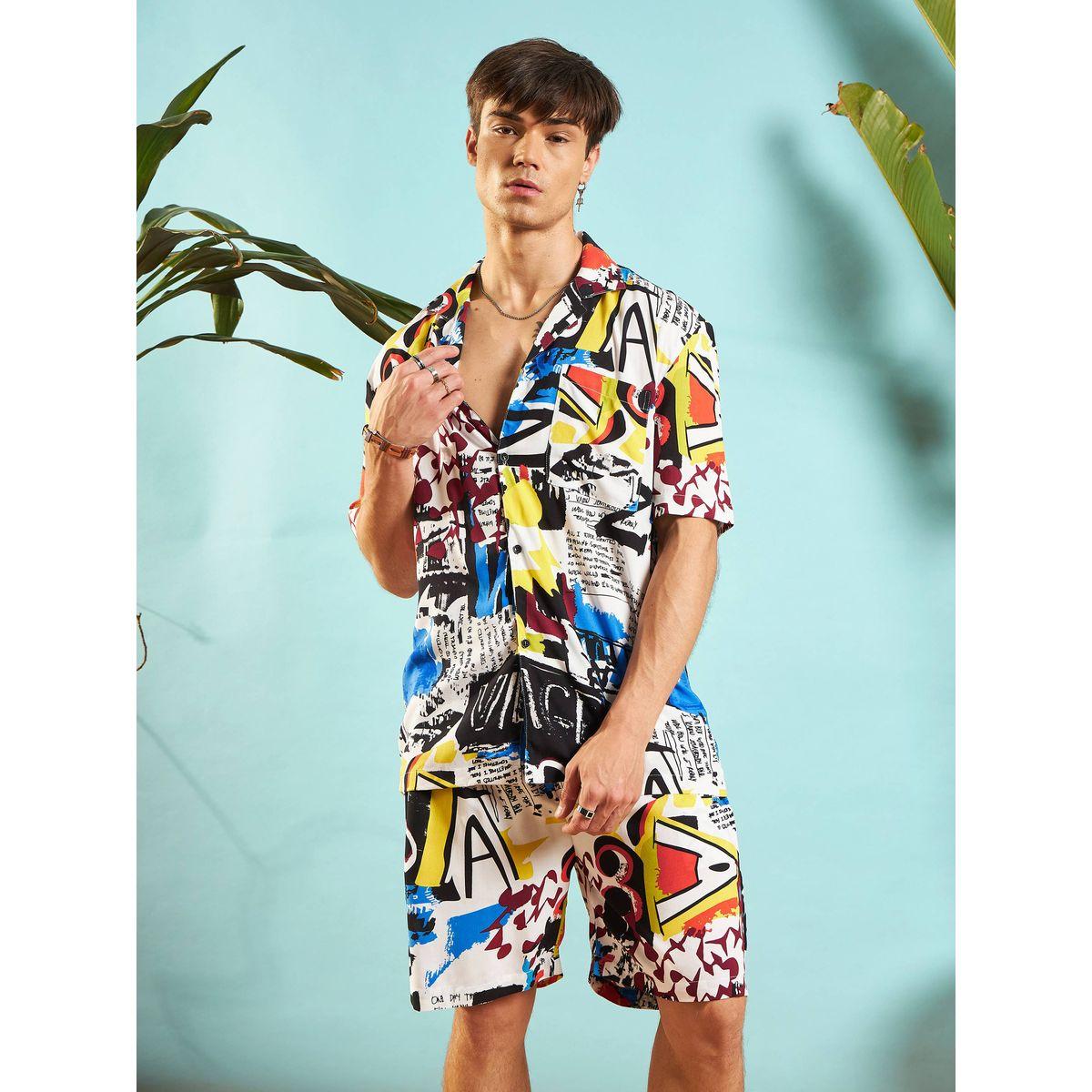 Mascln Sassafras X Styli  Conversational Print Relaxed Fit Shirt & Shorts Co-Ords-men-clothing-coordsets-image-1