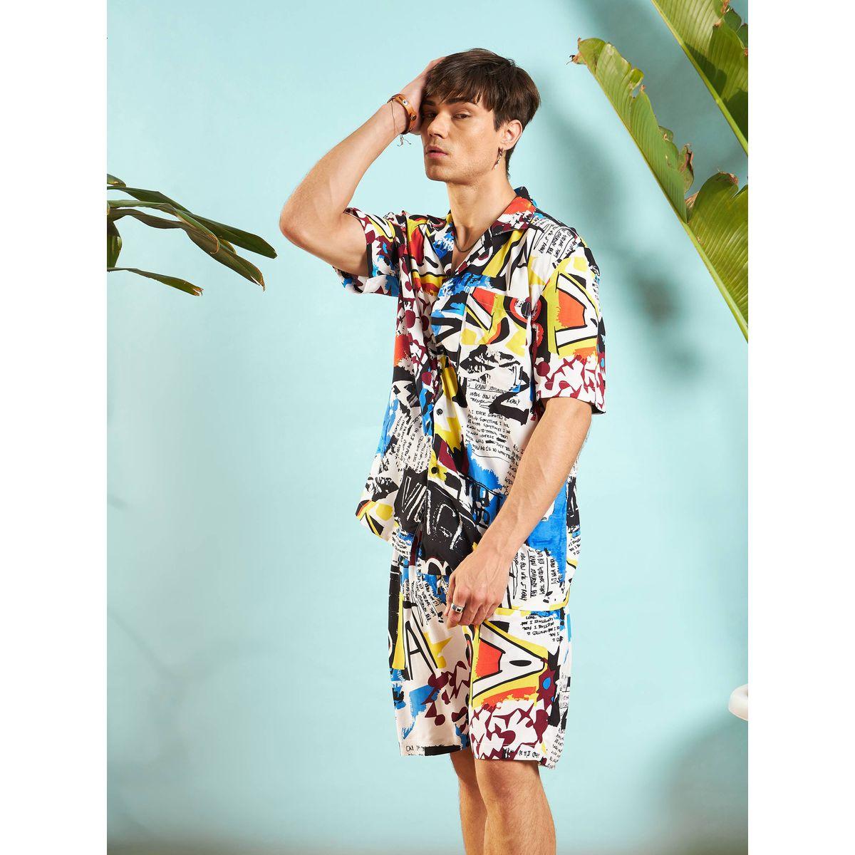 Mascln Sassafras X Styli  Conversational Print Relaxed Fit Shirt & Shorts Co-Ords-men-clothing-coordsets-image-3