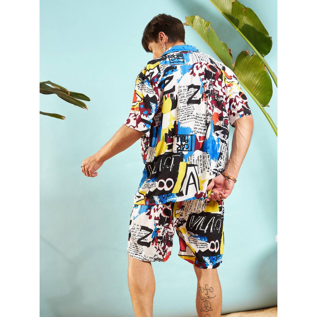 Mascln Sassafras X Styli  Conversational Print Relaxed Fit Shirt & Shorts Co-Ords-men-clothing-coordsets-image-6