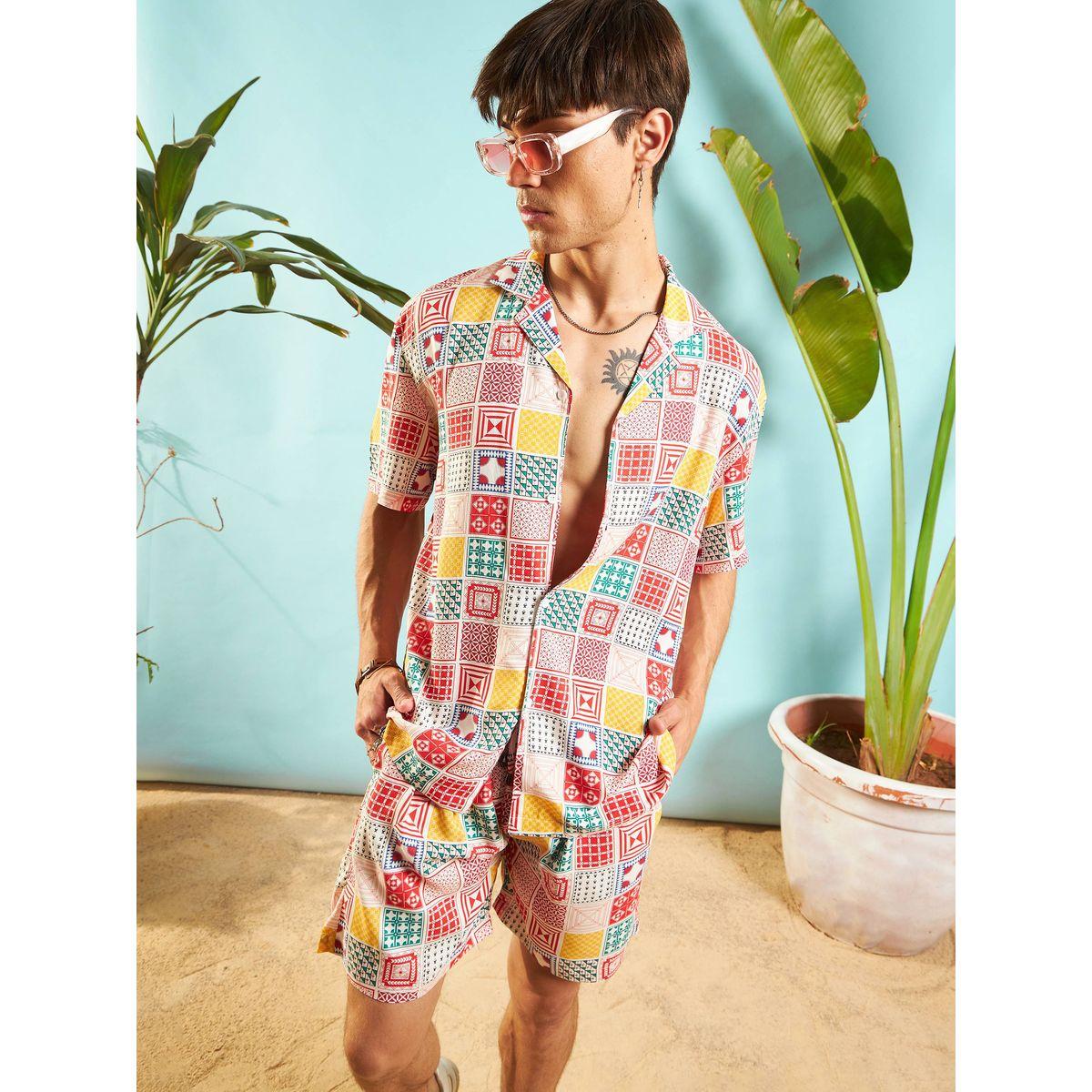 طقم منسق من شورت مع قميص بقصة مريحة ماسكلن ساسافراس × ستايلي-men-clothing-coordsets-image-1