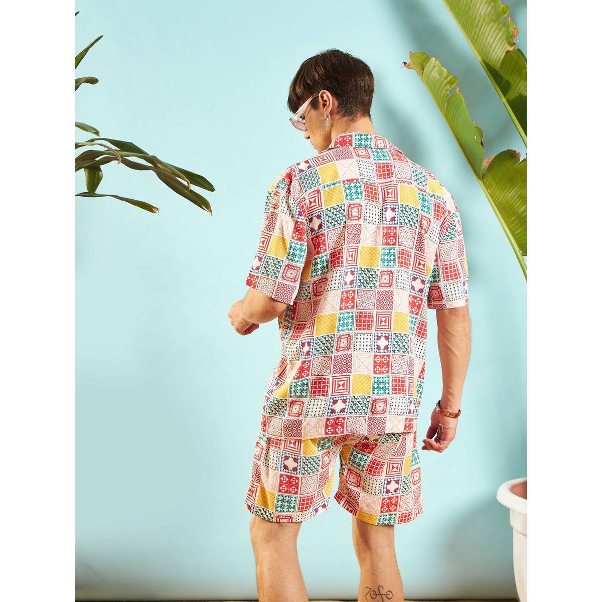 طقم منسق من شورت مع قميص بقصة مريحة ماسكلن ساسافراس × ستايلي-men-clothing-coordsets-image-6