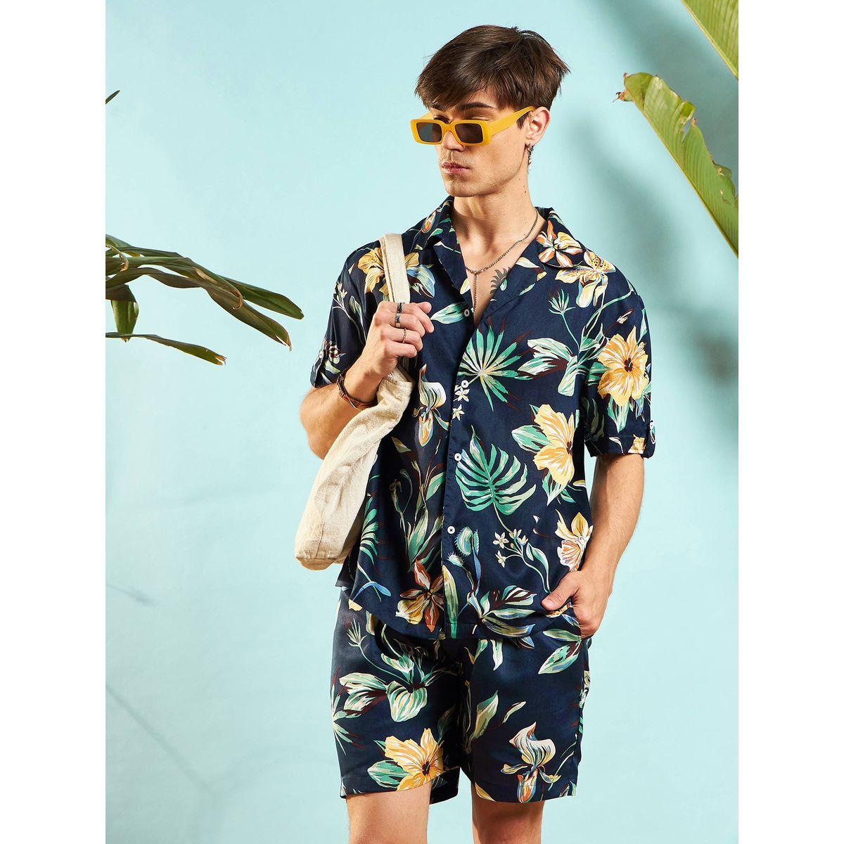 Mascln Sassafras X Styli  Tropical Print Relaxed Fit Shirt & Shorts Co-Ords-men-clothing-coordsets-image-1