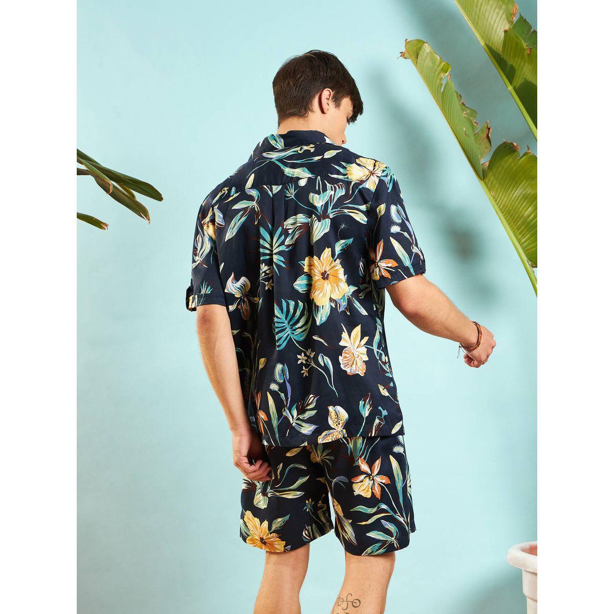 Mascln Sassafras X Styli  Tropical Print Relaxed Fit Shirt & Shorts Co-Ords-men-clothing-coordsets-image-6