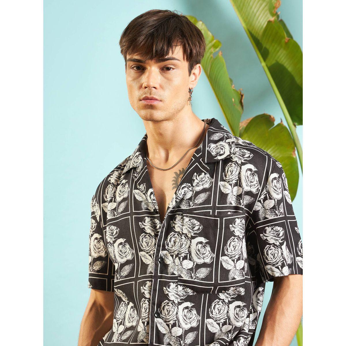 شورت مع قميص بطبعة زهور وقصة مريحة ماسكلن ساسافراس × ستايلي-men-clothing-coordsets-image-4