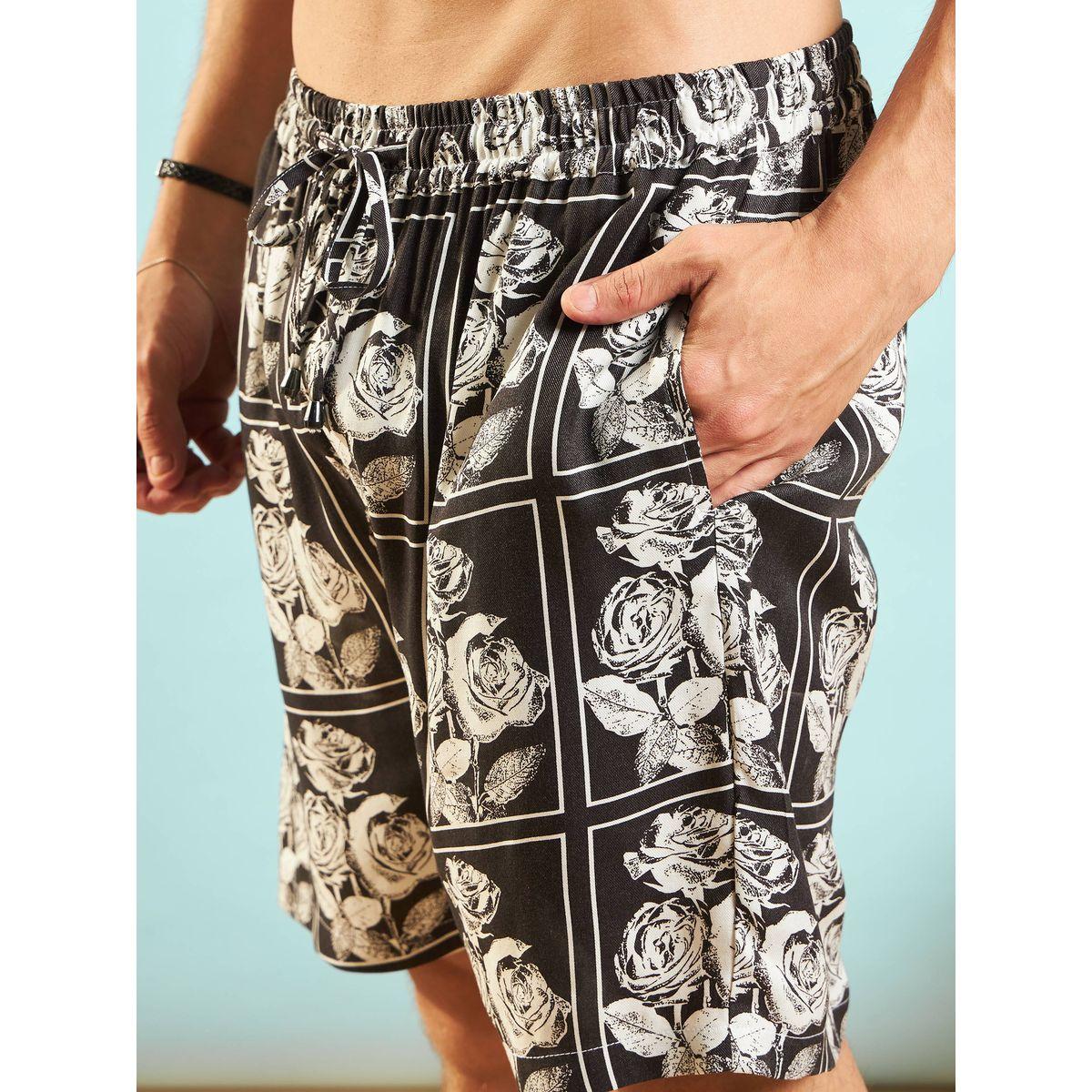 شورت مع قميص بطبعة زهور وقصة مريحة ماسكلن ساسافراس × ستايلي-men-clothing-coordsets-image-5