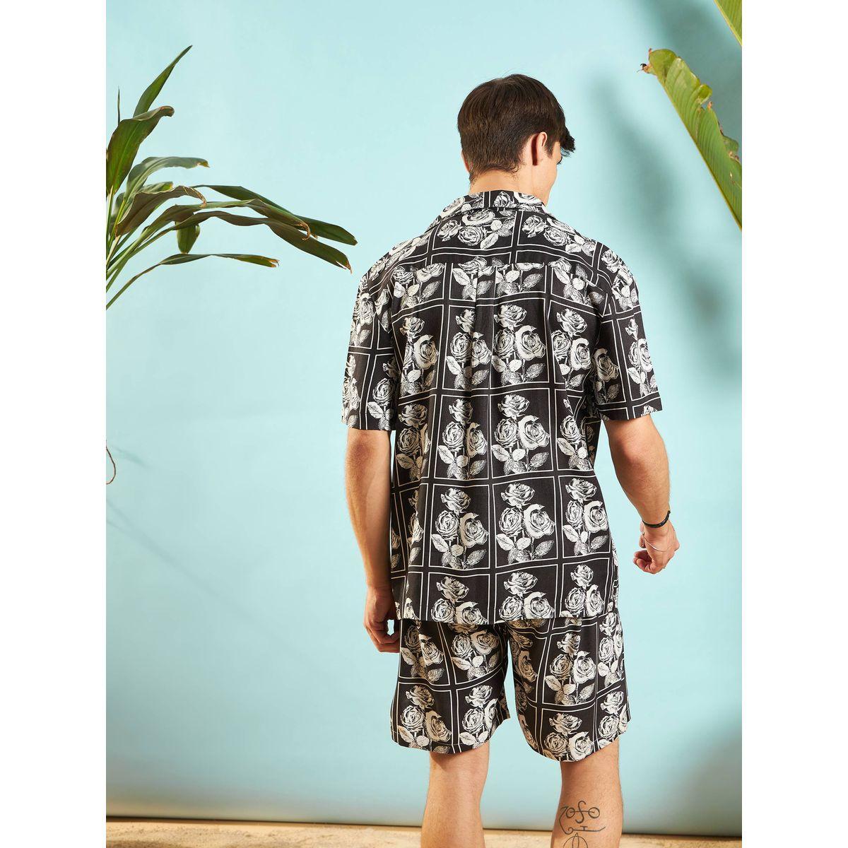 شورت مع قميص بطبعة زهور وقصة مريحة ماسكلن ساسافراس × ستايلي-men-clothing-coordsets-image-6