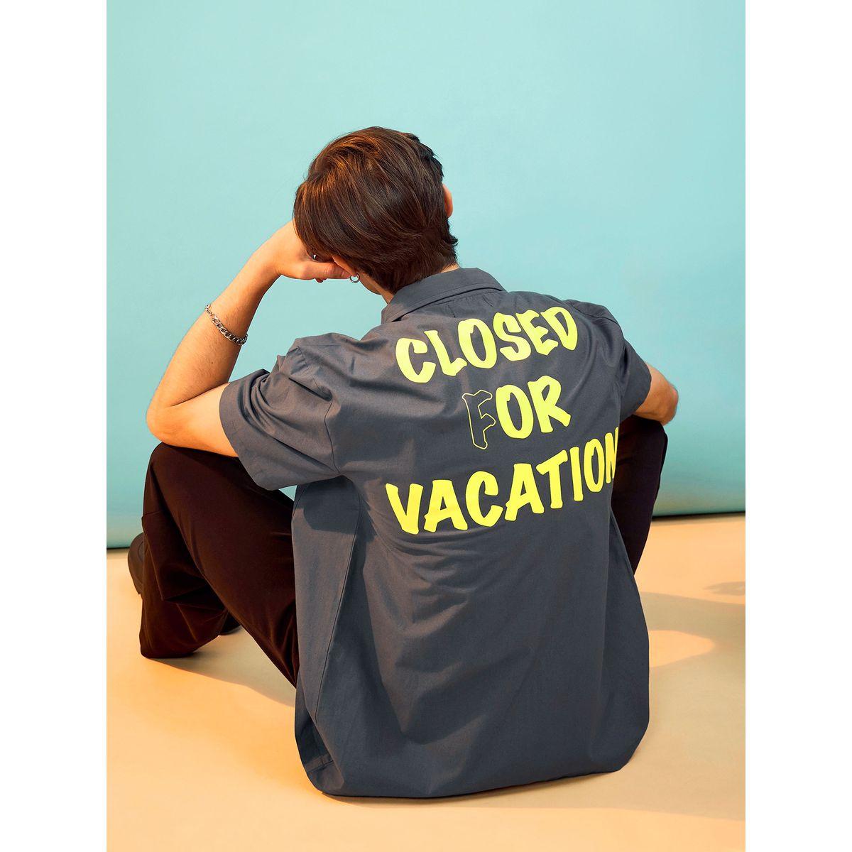 Mascln Sassafras X Styli  Slogan Print Oversized Shirt with Patch Pocket-men-clothing-shirts-image-1