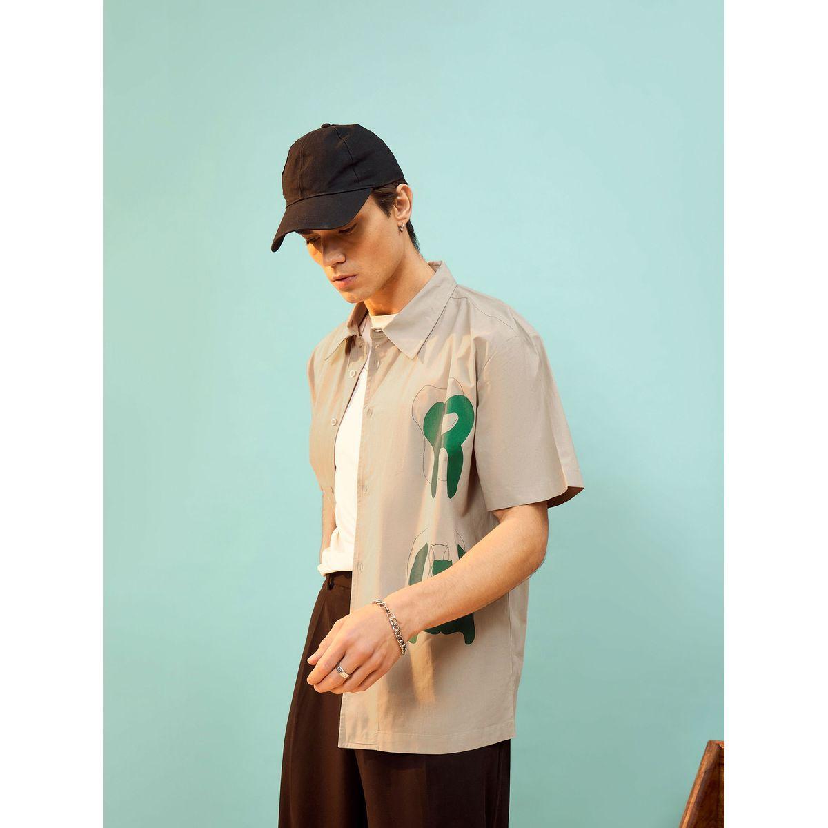 قميص فضفاض بازرار غلق واكمام قصيرة ماسكلن ساسافراس × ستايلي-men-clothing-shirts-image-3