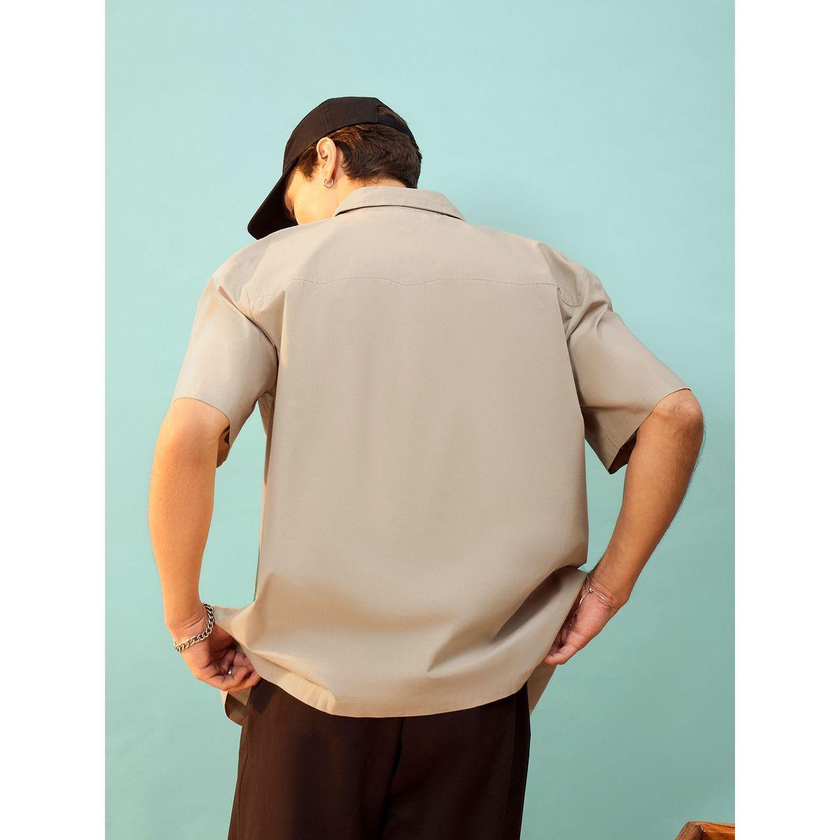 قميص فضفاض بازرار غلق واكمام قصيرة ماسكلن ساسافراس × ستايلي-men-clothing-shirts-image-5