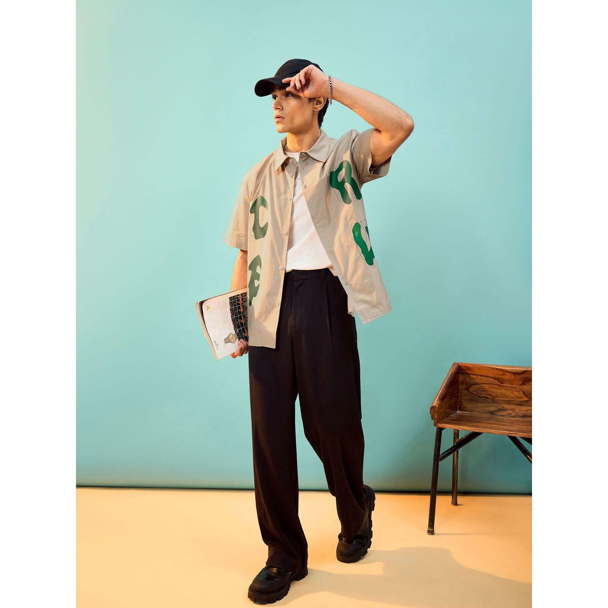 قميص فضفاض بازرار غلق واكمام قصيرة ماسكلن ساسافراس × ستايلي-men-clothing-shirts-image-6