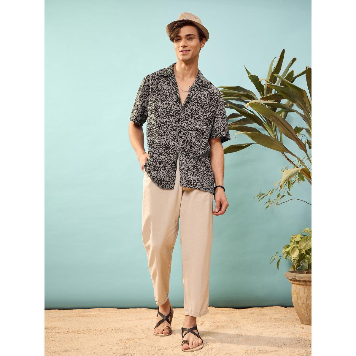قميص بطبعة فهد وقصة مريحة ماسكلن ساسافراس × ستايلي-men-clothing-shirts-image-3