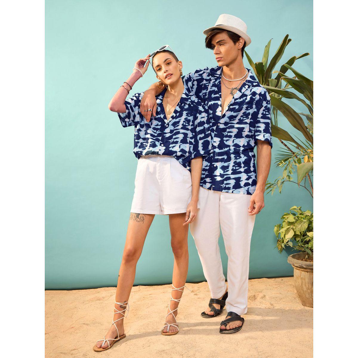 قميص بقصة مريحة وطبعة تاي داي ماسكلن ساسافراس × ستايلي-men-clothing-shirts-image-2