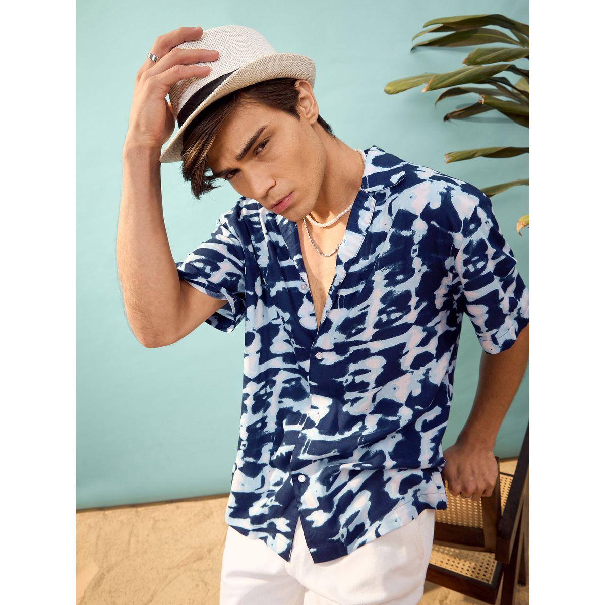 قميص بقصة مريحة وطبعة تاي داي ماسكلن ساسافراس × ستايلي-men-clothing-shirts-image-3