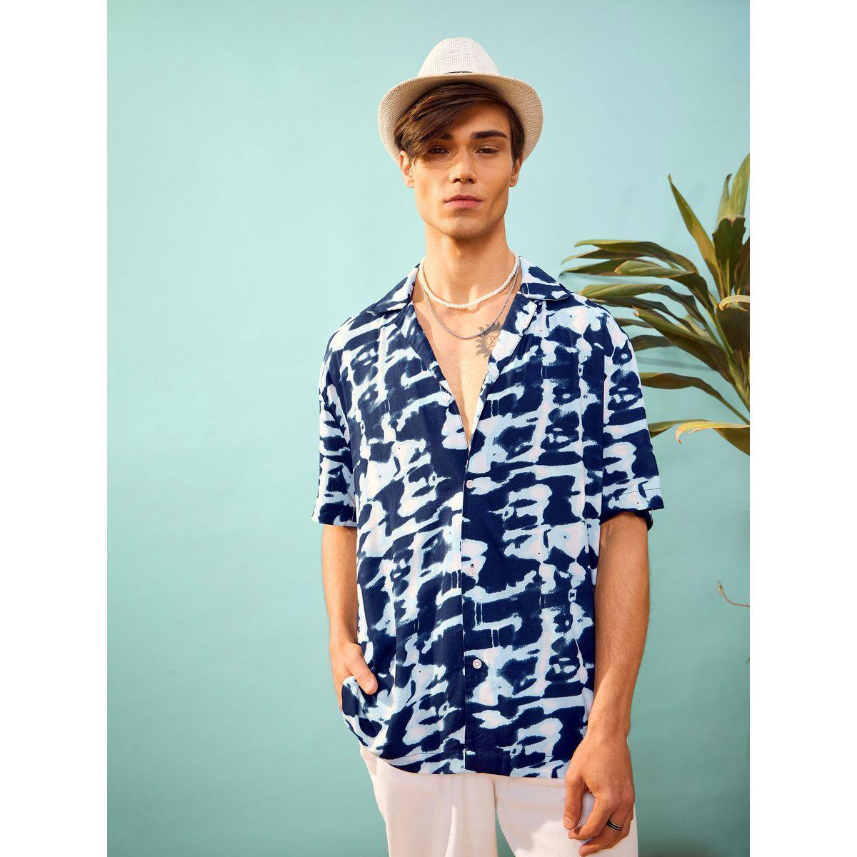 قميص بقصة مريحة وطبعة تاي داي ماسكلن ساسافراس × ستايلي-men-clothing-shirts-image-6