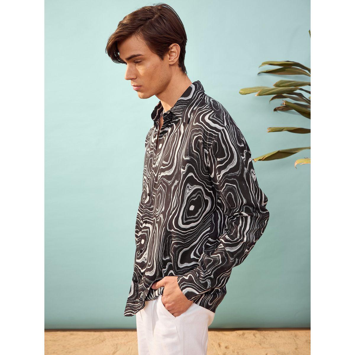 قميص بطبعة ماربل مع قصة مريحة ماسكلن ساسافراس × ستايلي-men-clothing-shirts-image-3