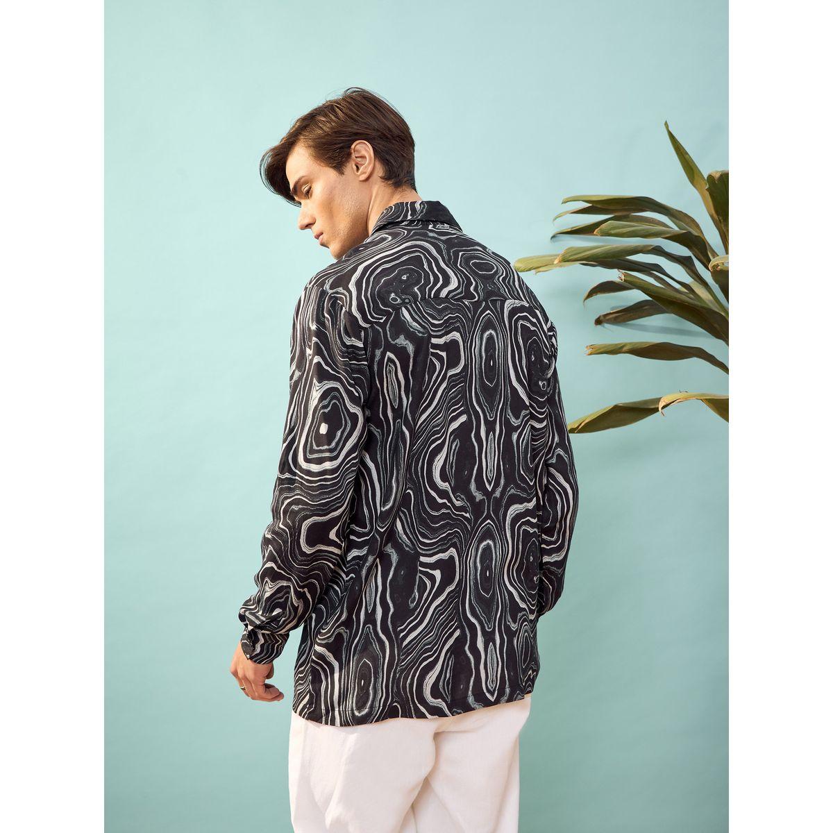 قميص بطبعة ماربل مع قصة مريحة ماسكلن ساسافراس × ستايلي-men-clothing-shirts-image-5