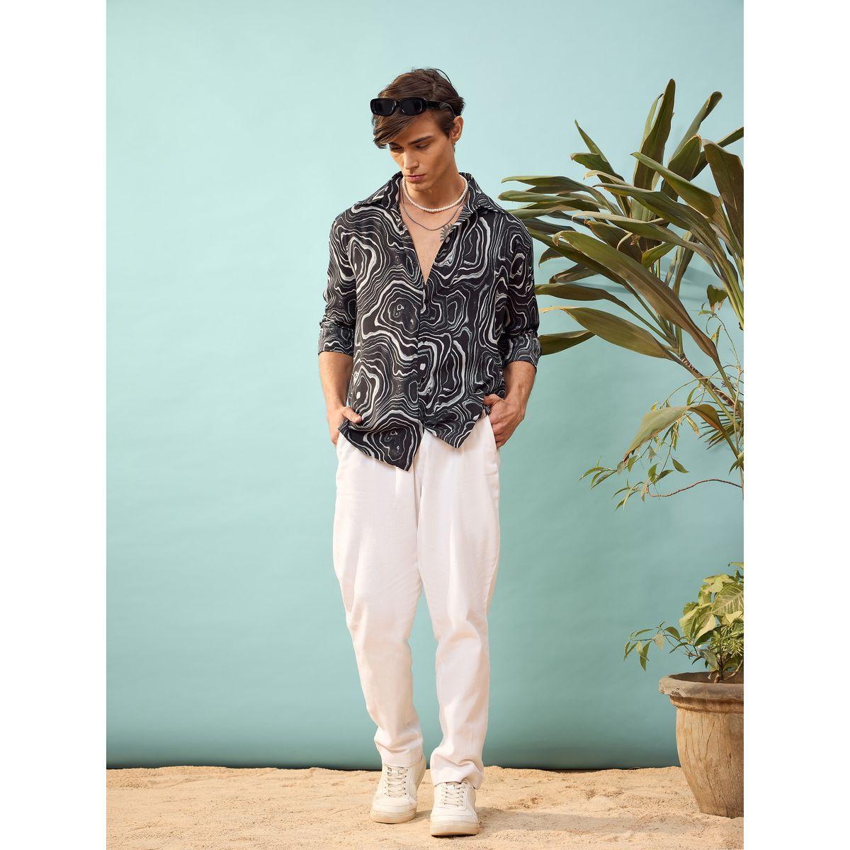 قميص بطبعة ماربل مع قصة مريحة ماسكلن ساسافراس × ستايلي-men-clothing-shirts-image-6