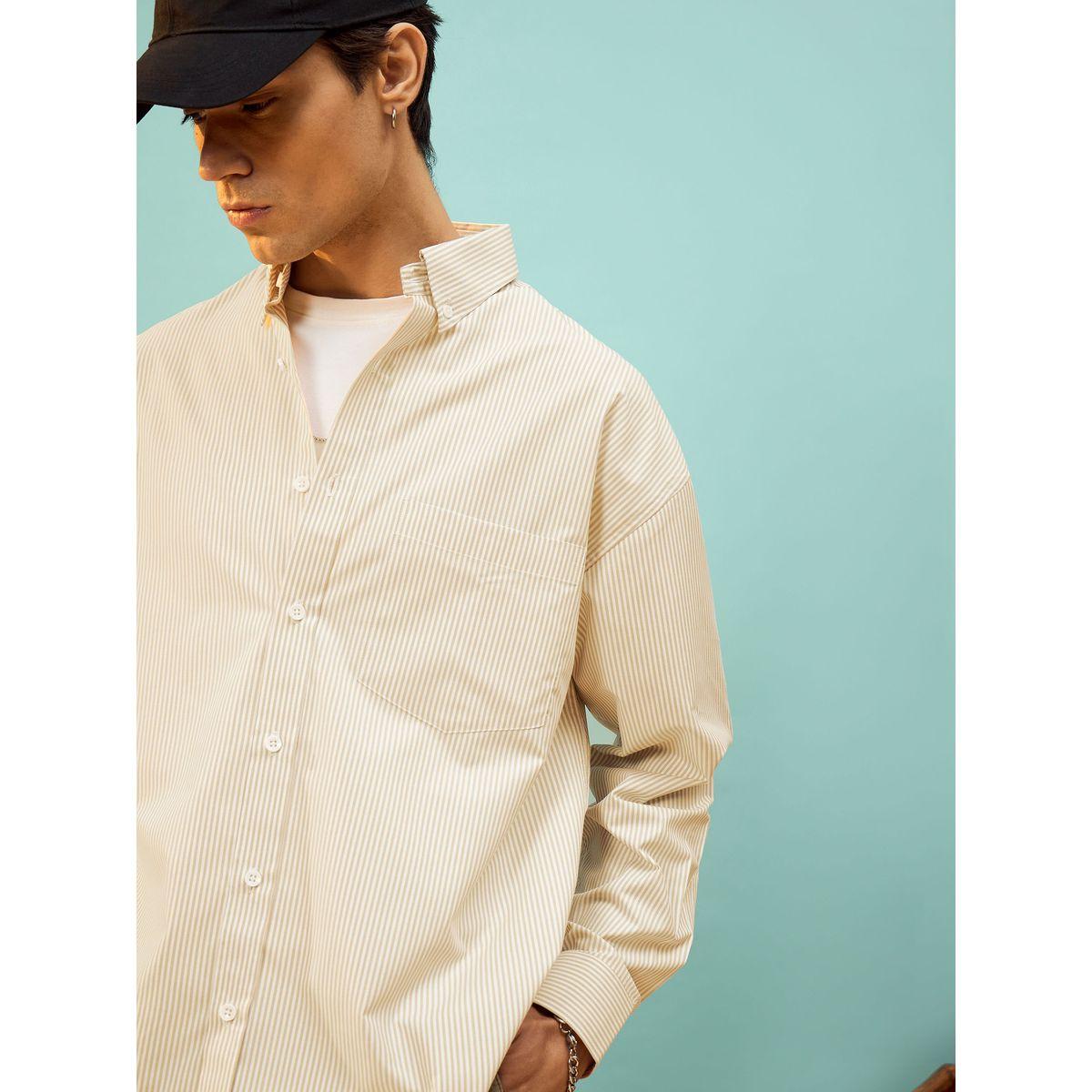 Mascln Sassafras X Styli  Striped Oversized Shirt with Patch Pocket-men-clothing-shirts-image-1