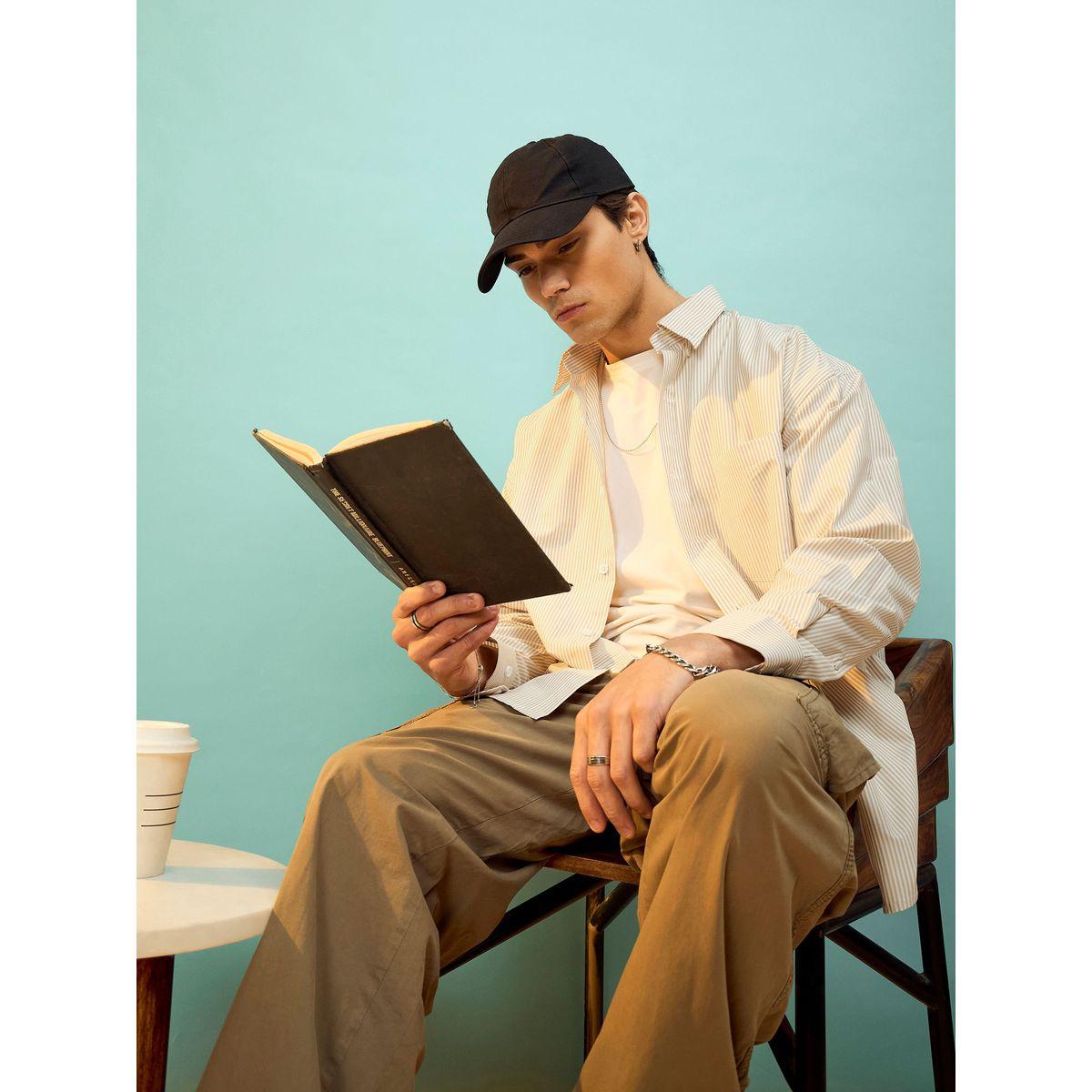 Mascln Sassafras X Styli  Striped Oversized Shirt with Patch Pocket-men-clothing-shirts-image-2