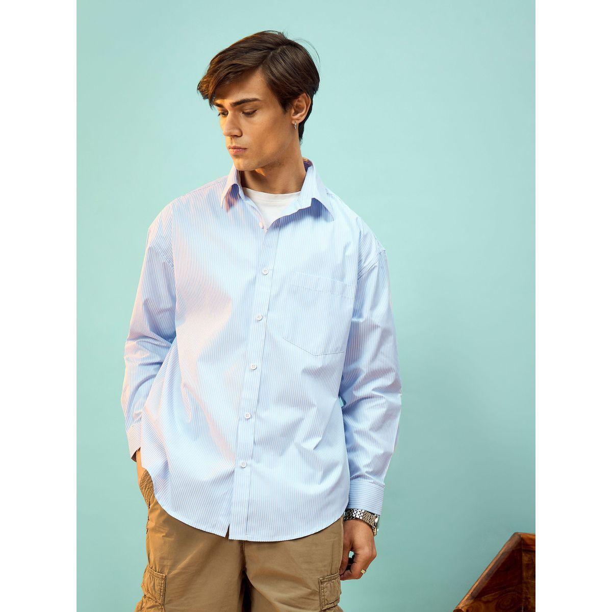 Mascln Sassafras X Styli  Striped Oversized Shirt with Patch Pocket-men-clothing-shirts-image-1
