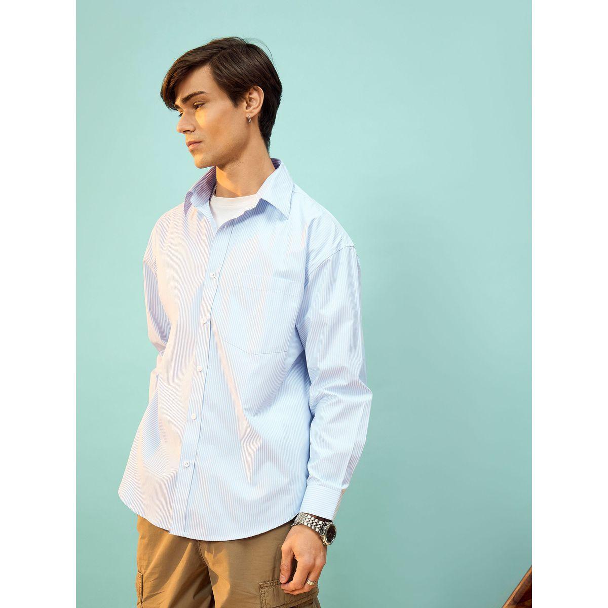 Mascln Sassafras X Styli  Striped Oversized Shirt with Patch Pocket-men-clothing-shirts-image-3
