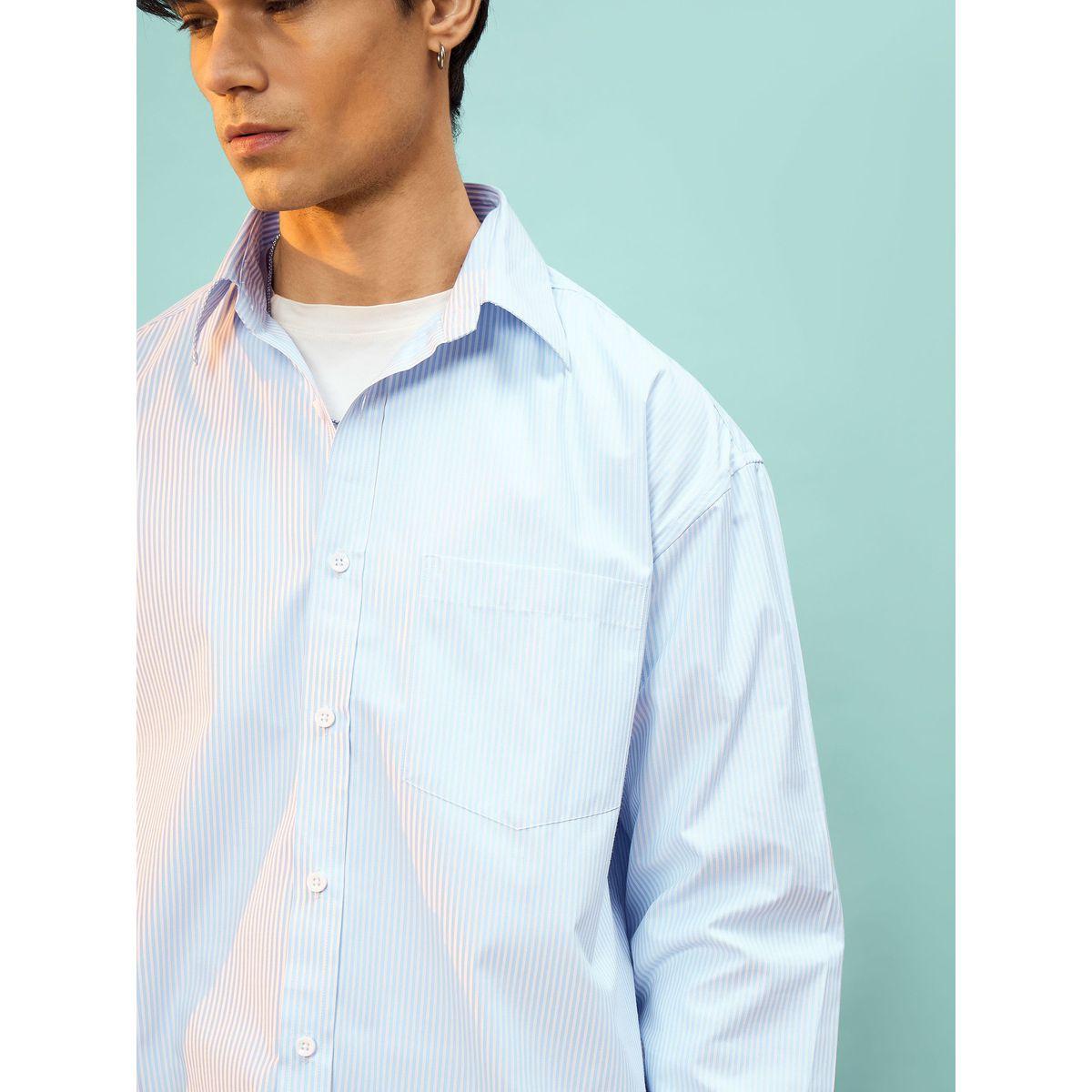 Mascln Sassafras X Styli  Striped Oversized Shirt with Patch Pocket-men-clothing-shirts-image-4