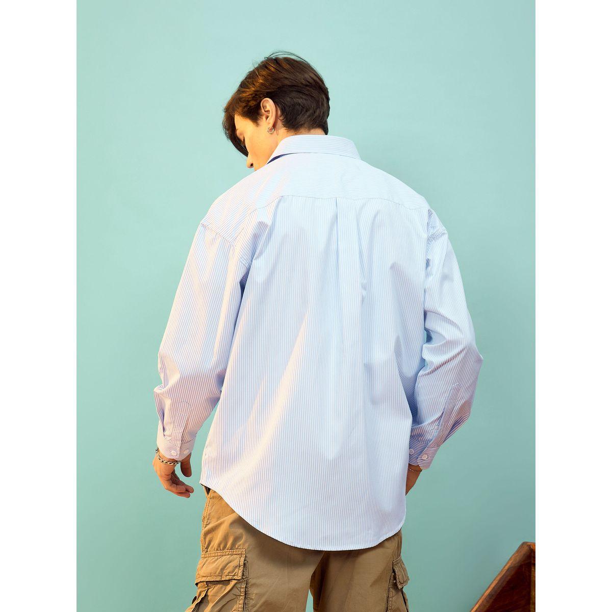 Mascln Sassafras X Styli  Striped Oversized Shirt with Patch Pocket-men-clothing-shirts-image-5