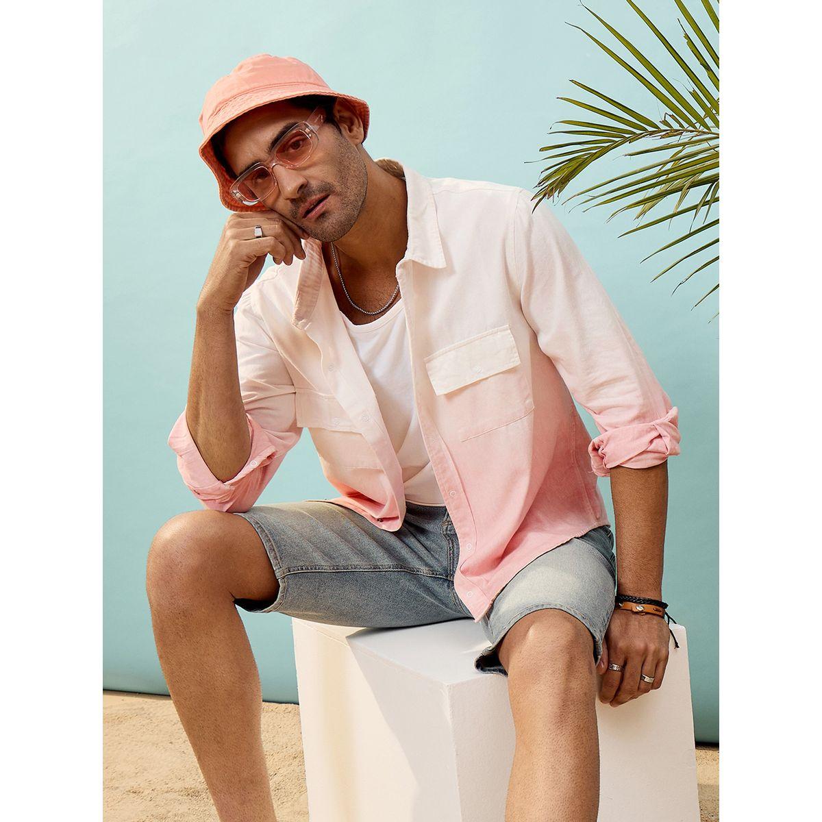 قميص بطبعة تدرج الالوان مع جيب بطية إغلاق ماسكلن ساسافراس × ستايلي-men-clothing-shirts-image-1