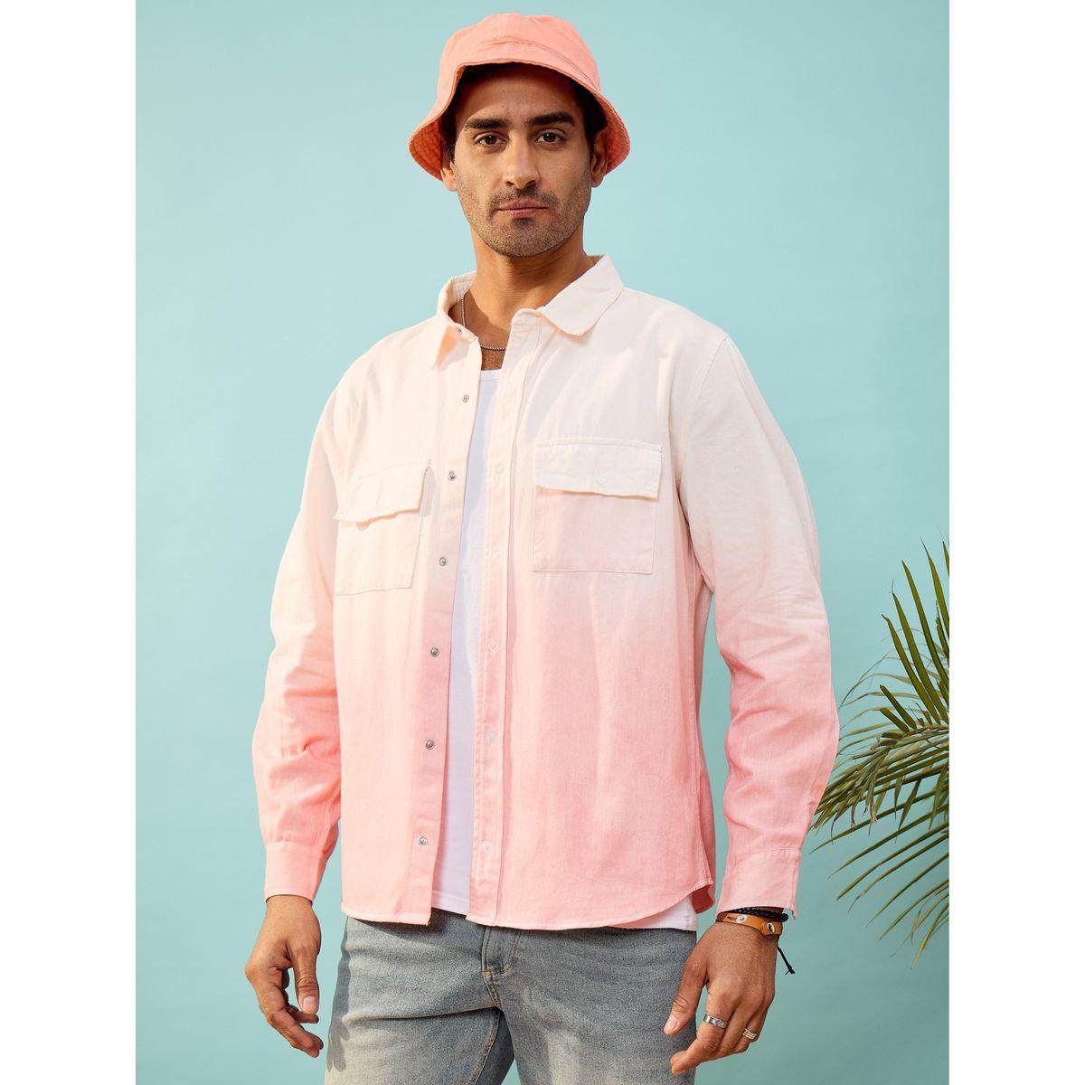 قميص بطبعة تدرج الالوان مع جيب بطية إغلاق ماسكلن ساسافراس × ستايلي-men-clothing-shirts-image-2