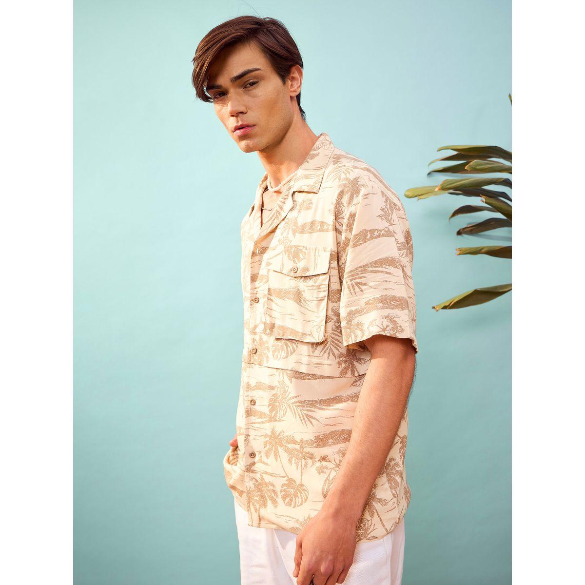 قميص بطبعة استوائية وقصة مريحة ماسكلن ساسافراس × ستايلي-men-clothing-shirts-image-2