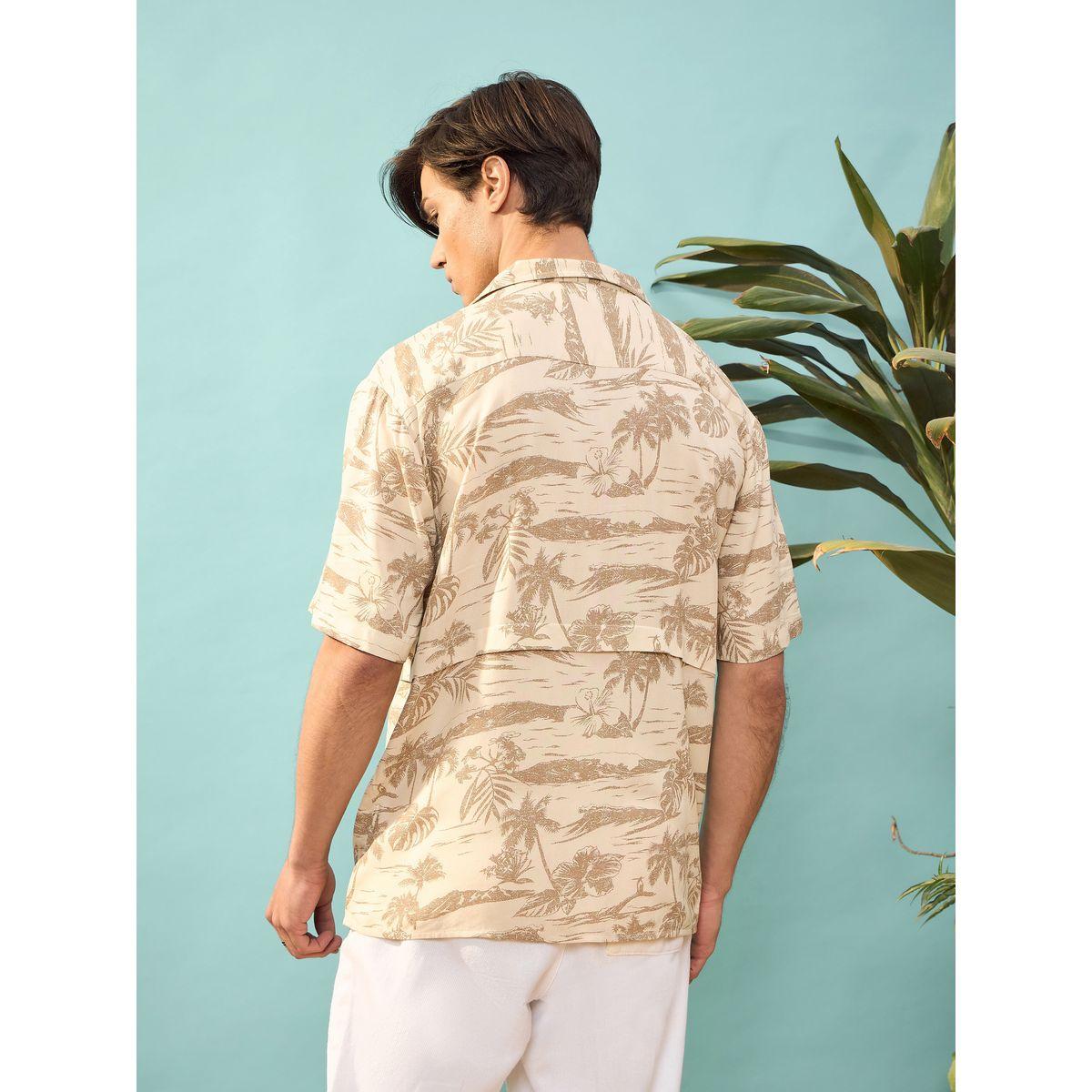 قميص بطبعة استوائية وقصة مريحة ماسكلن ساسافراس × ستايلي-men-clothing-shirts-image-4