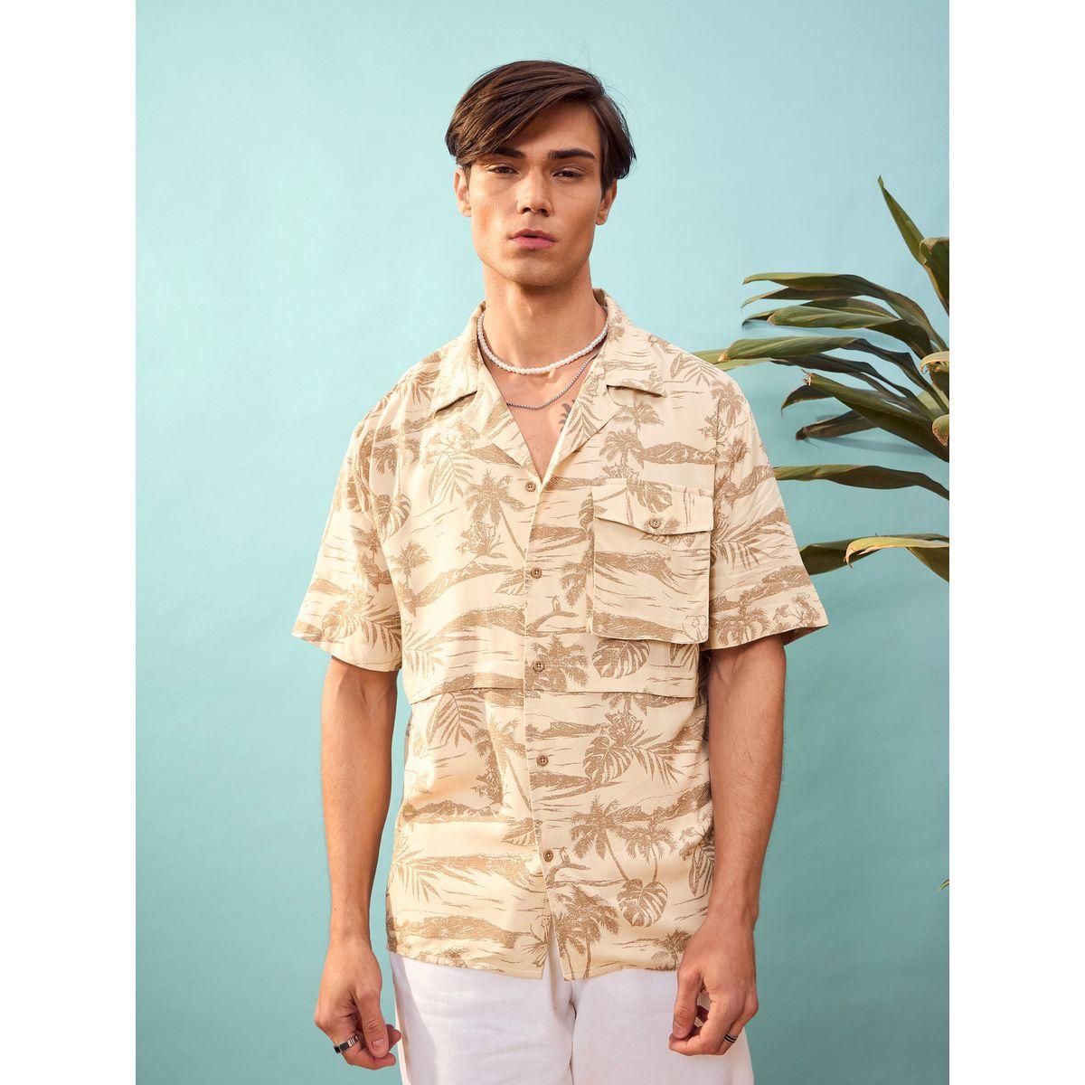 قميص بطبعة استوائية وقصة مريحة ماسكلن ساسافراس × ستايلي-men-clothing-shirts-image-5