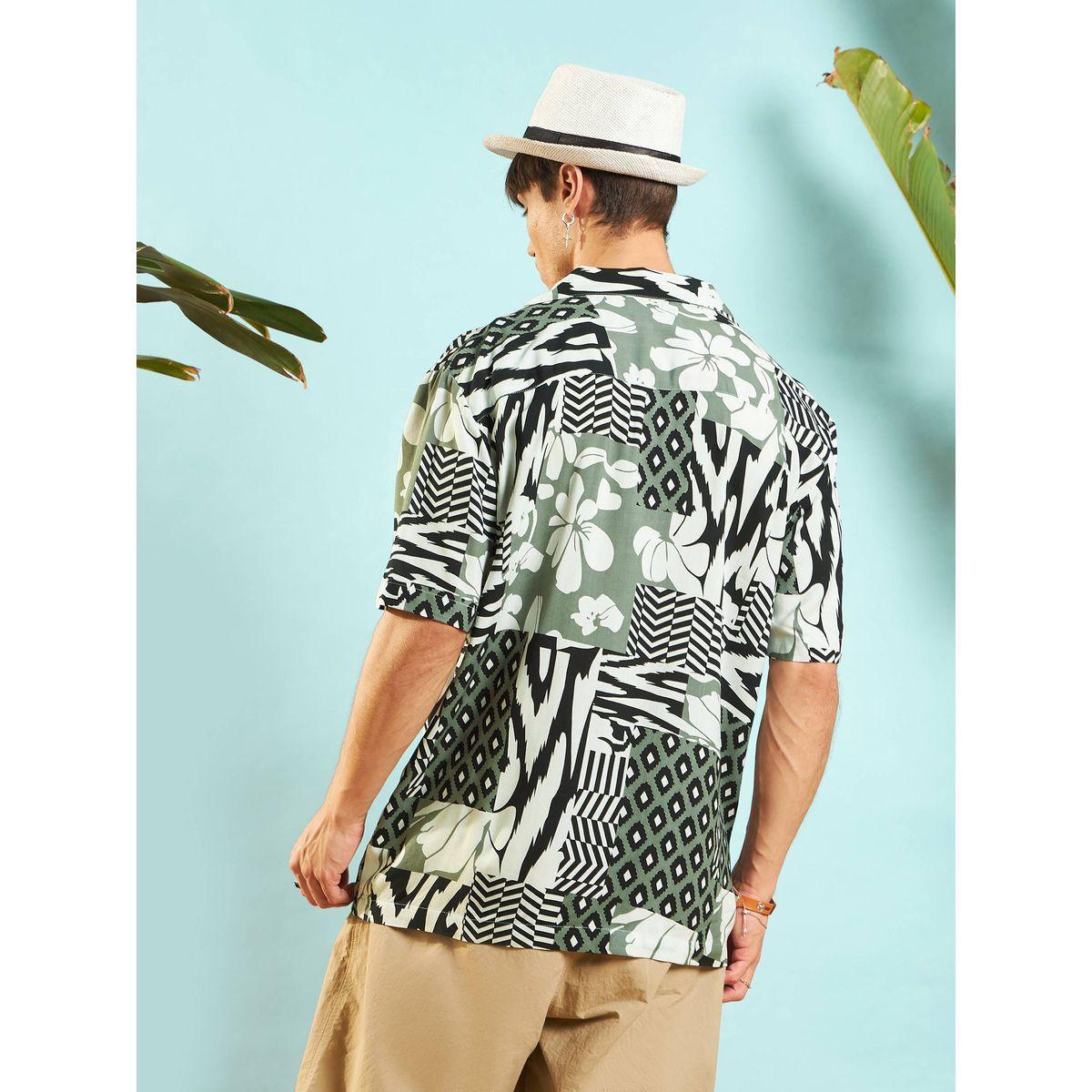 قميص مطبع بالكامل بطبعة مرقعة مع قصة مريحة ماسكلن ساسافراس × ستايلي-men-clothing-shirts-image-5