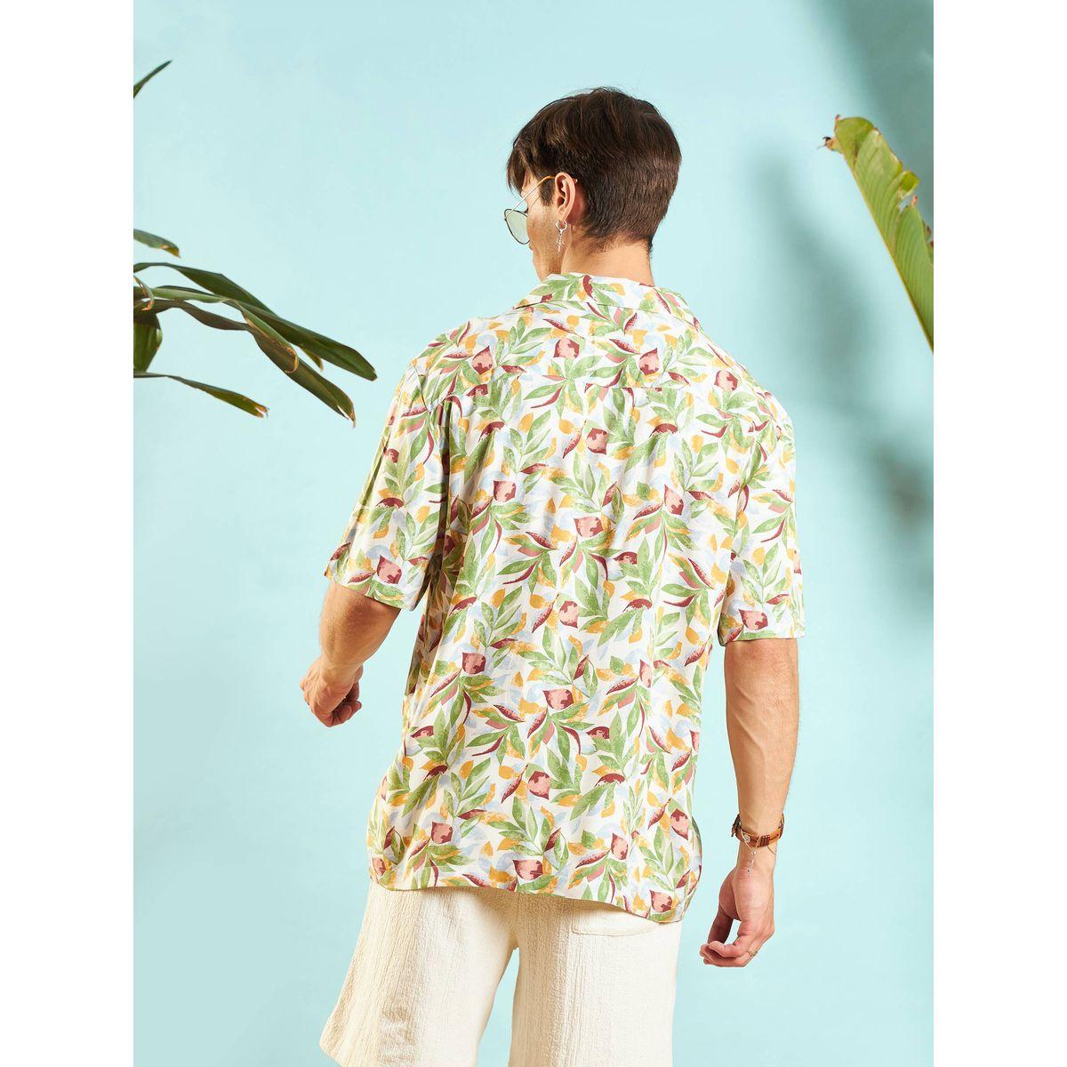 قميص مطبع بطبعة استوائية مع قصة مريحة ماسكلن ساسافراس × ستايلي-men-clothing-shirts-image-5