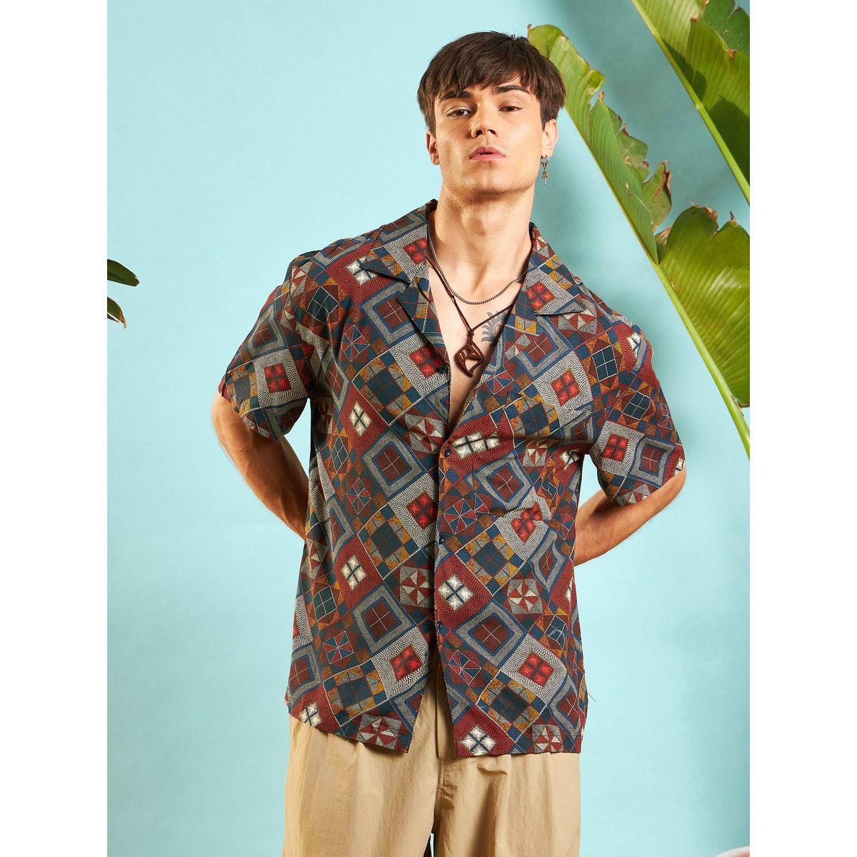 Mascln Sassafras X Styli  Geometric Print Relaxed Fit Shirt-men-clothing-shirts-image-1