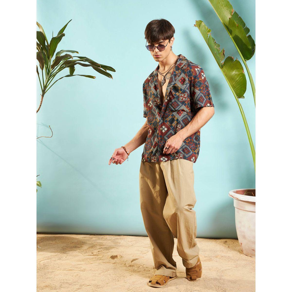 Mascln Sassafras X Styli  Geometric Print Relaxed Fit Shirt-men-clothing-shirts-image-2