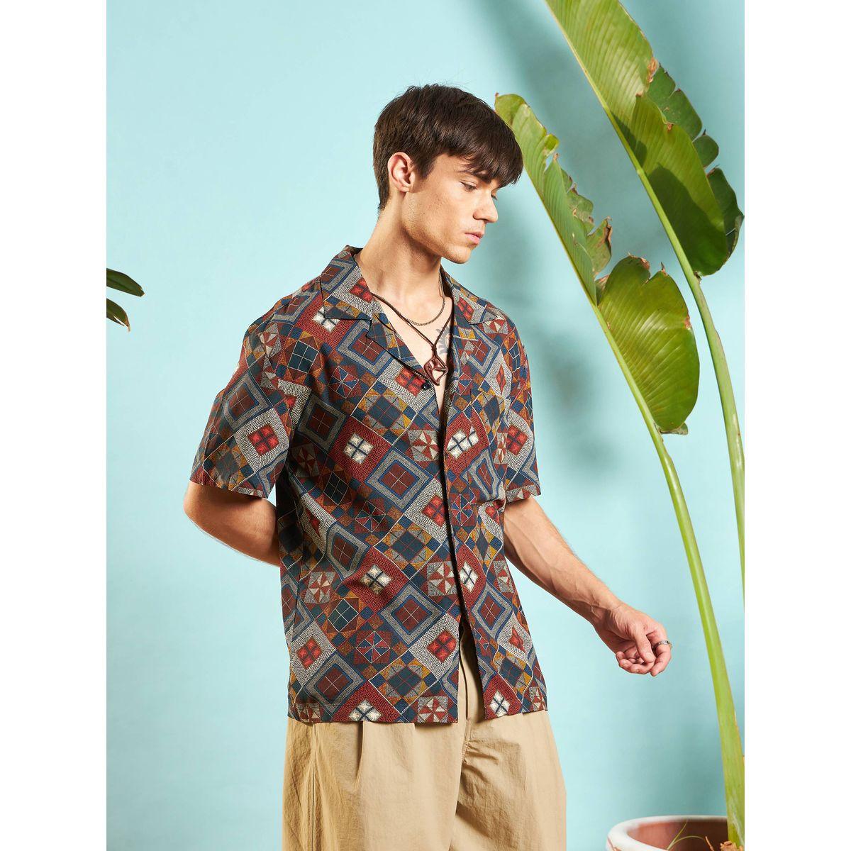 Mascln Sassafras X Styli  Geometric Print Relaxed Fit Shirt-men-clothing-shirts-image-3