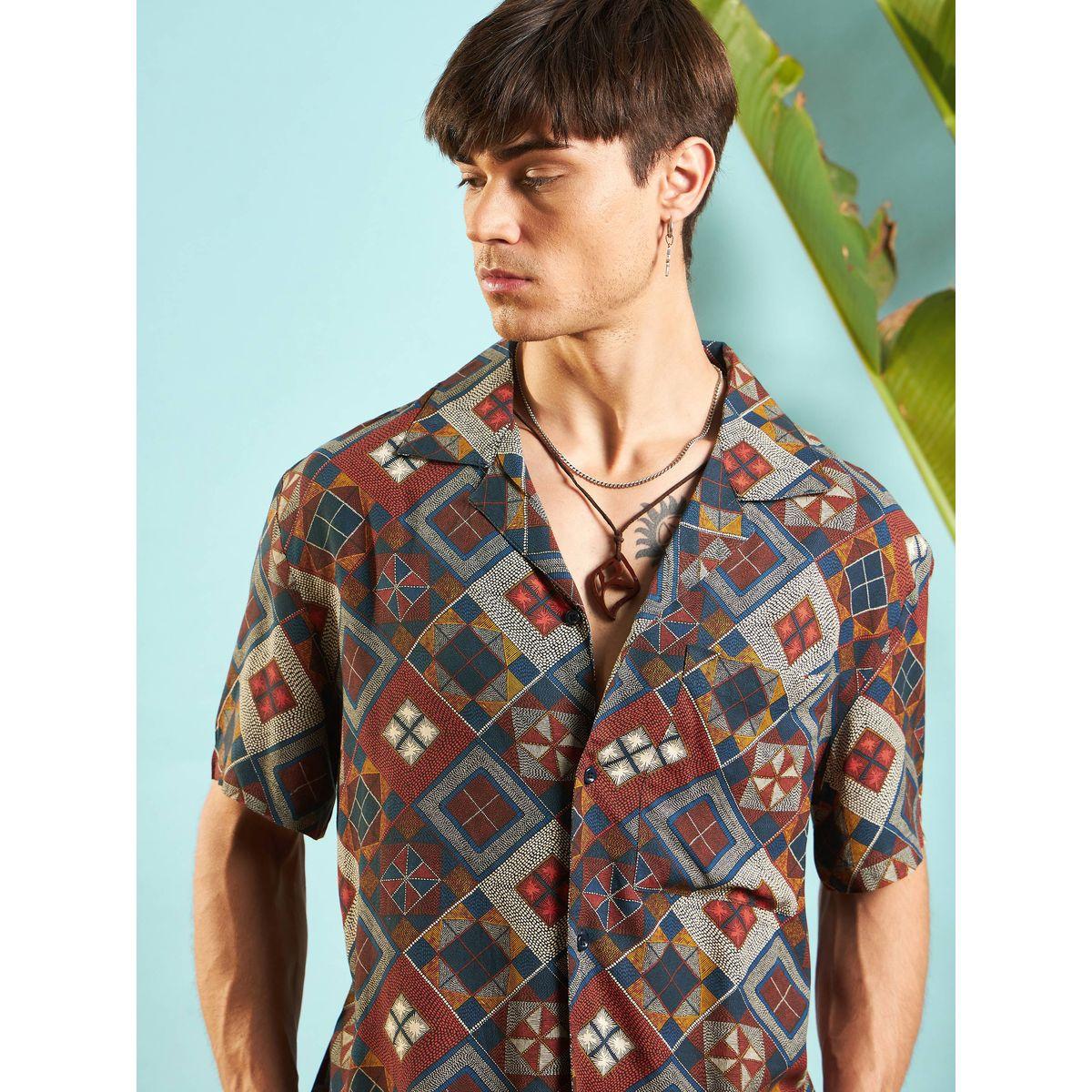 Mascln Sassafras X Styli  Geometric Print Relaxed Fit Shirt-men-clothing-shirts-image-4