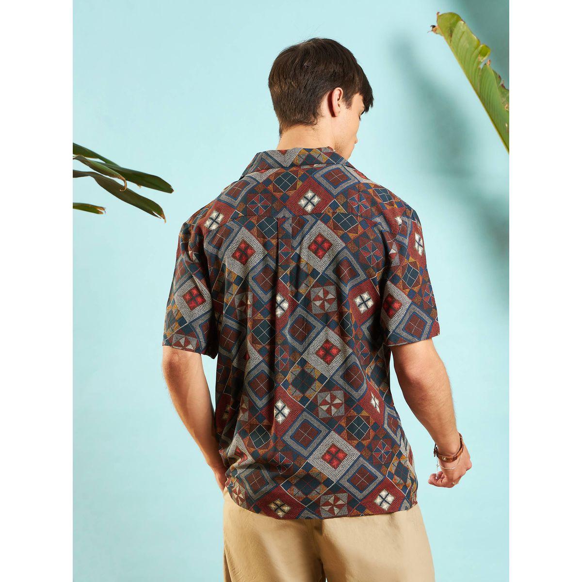 Mascln Sassafras X Styli  Geometric Print Relaxed Fit Shirt-men-clothing-shirts-image-5