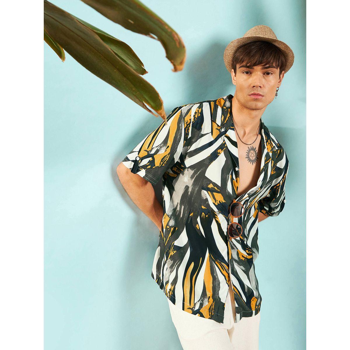 قميص مطبع بالكامل مع قصة مريحة ماسكلن ساسافراس × ستايلي-men-clothing-shirts-image-1