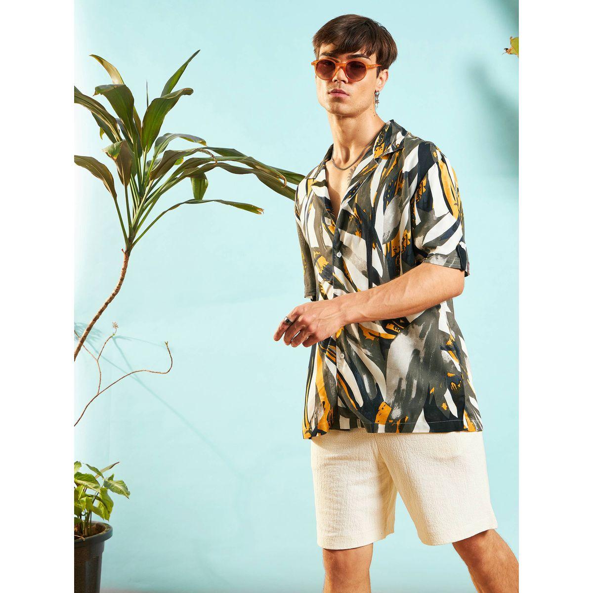 قميص مطبع بالكامل مع قصة مريحة ماسكلن ساسافراس × ستايلي-men-clothing-shirts-image-3