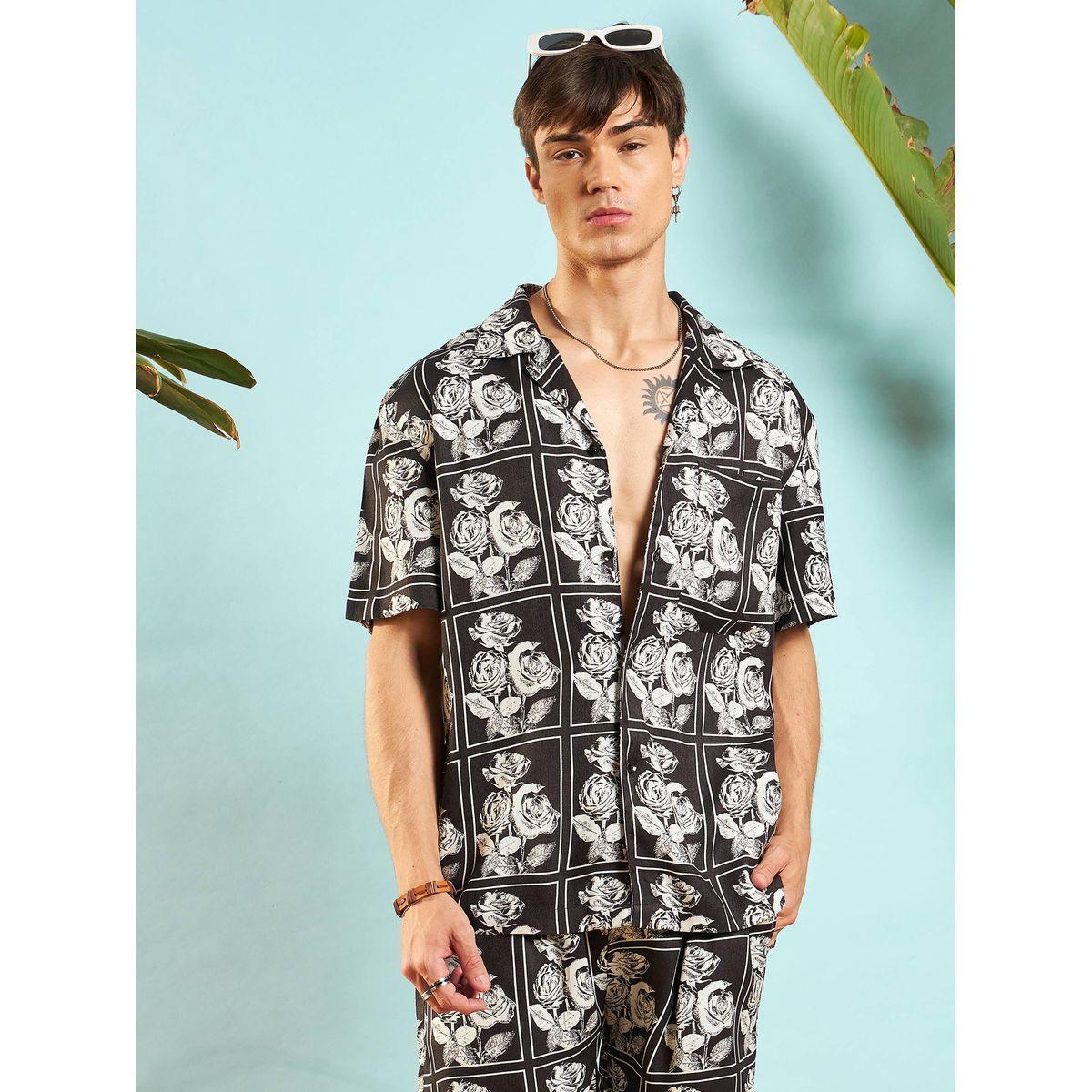 قميص مطبع بزهور مع قصة مريحة ماسكلن ساسافراس × ستايلي-men-clothing-shirts-image-1