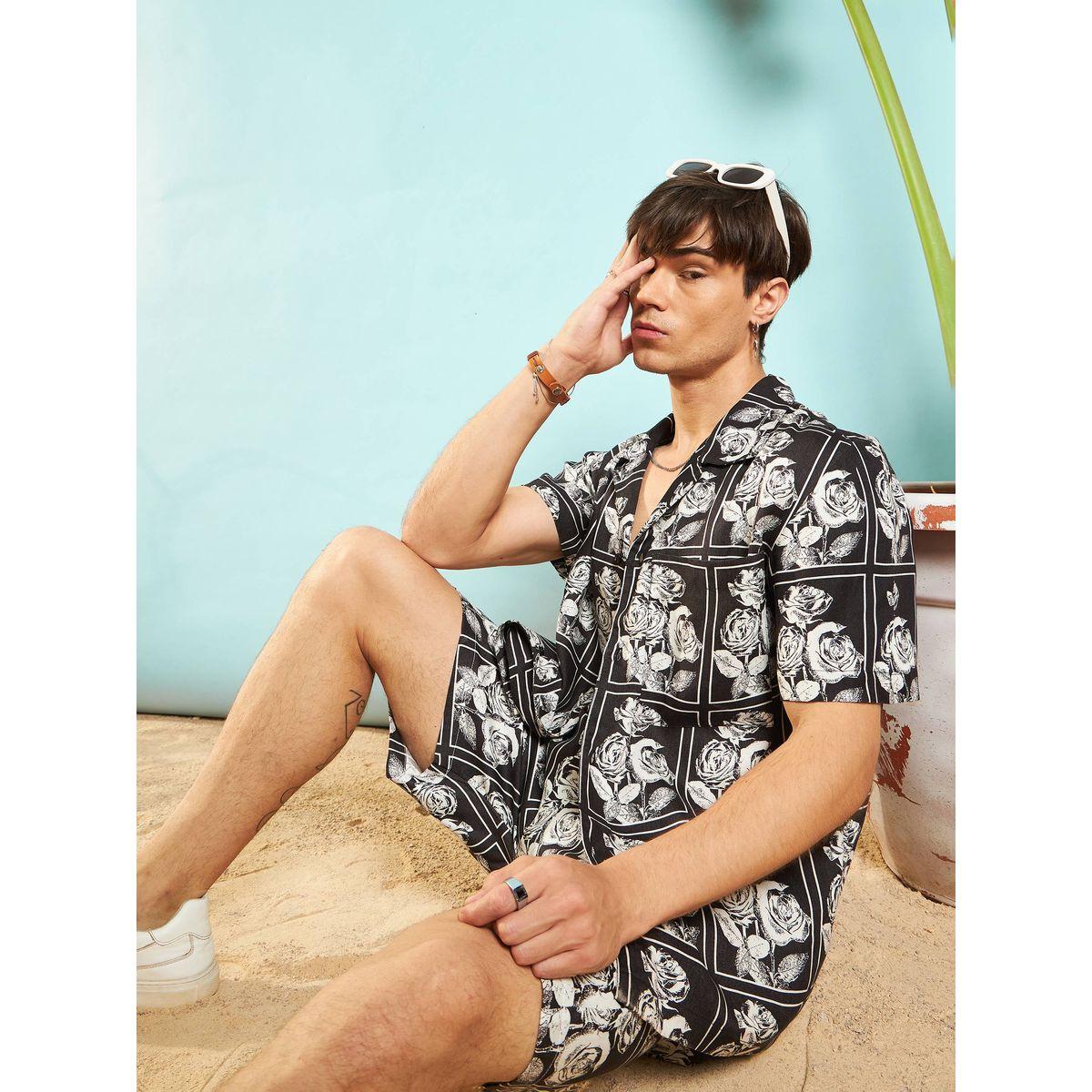 قميص مطبع بزهور مع قصة مريحة ماسكلن ساسافراس × ستايلي-men-clothing-shirts-image-2