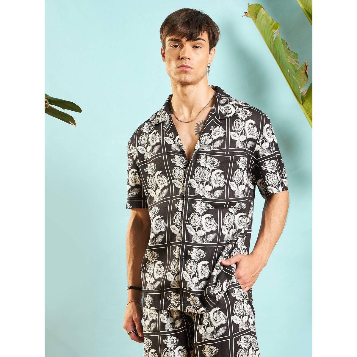 قميص مطبع بزهور مع قصة مريحة ماسكلن ساسافراس × ستايلي-men-clothing-shirts-image-6
