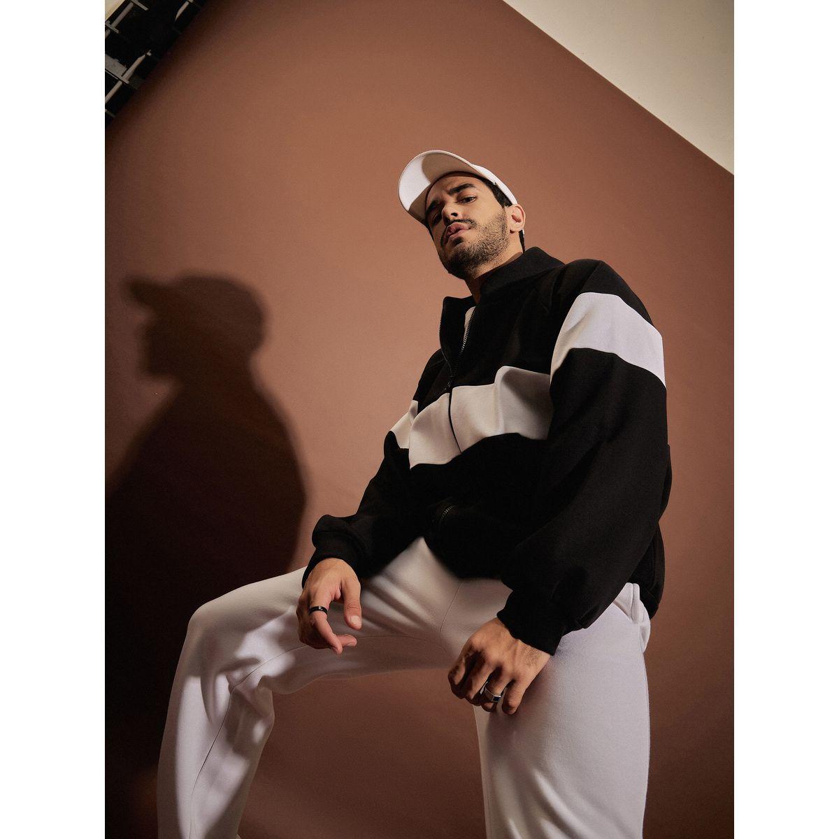 Mascln Sassafras X Styli  Color Block Zip Through Oversized Sweatshirt-men-winterwear-hoodiesandsweatshirts-image-3