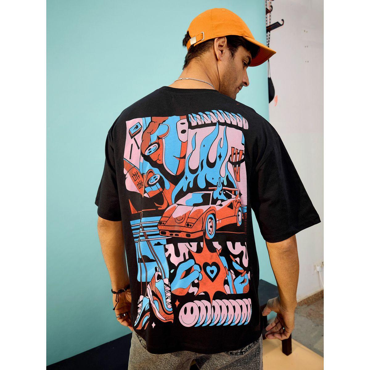تيشيرت فضفاض مطبع بطبعة سيارة ماسكلن ساسافراس × ستايلي-men-clothing-tshirtsandpolos-tshirts-image-1