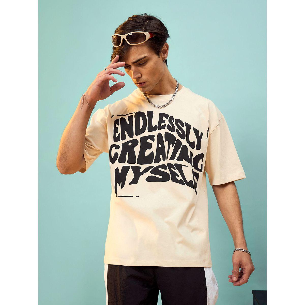 تيشيرت فضفاض مطبع بكتابة ماسكلن ساسافراس × ستايلي-men-clothing-tshirtsandpolos-tshirts-image-1