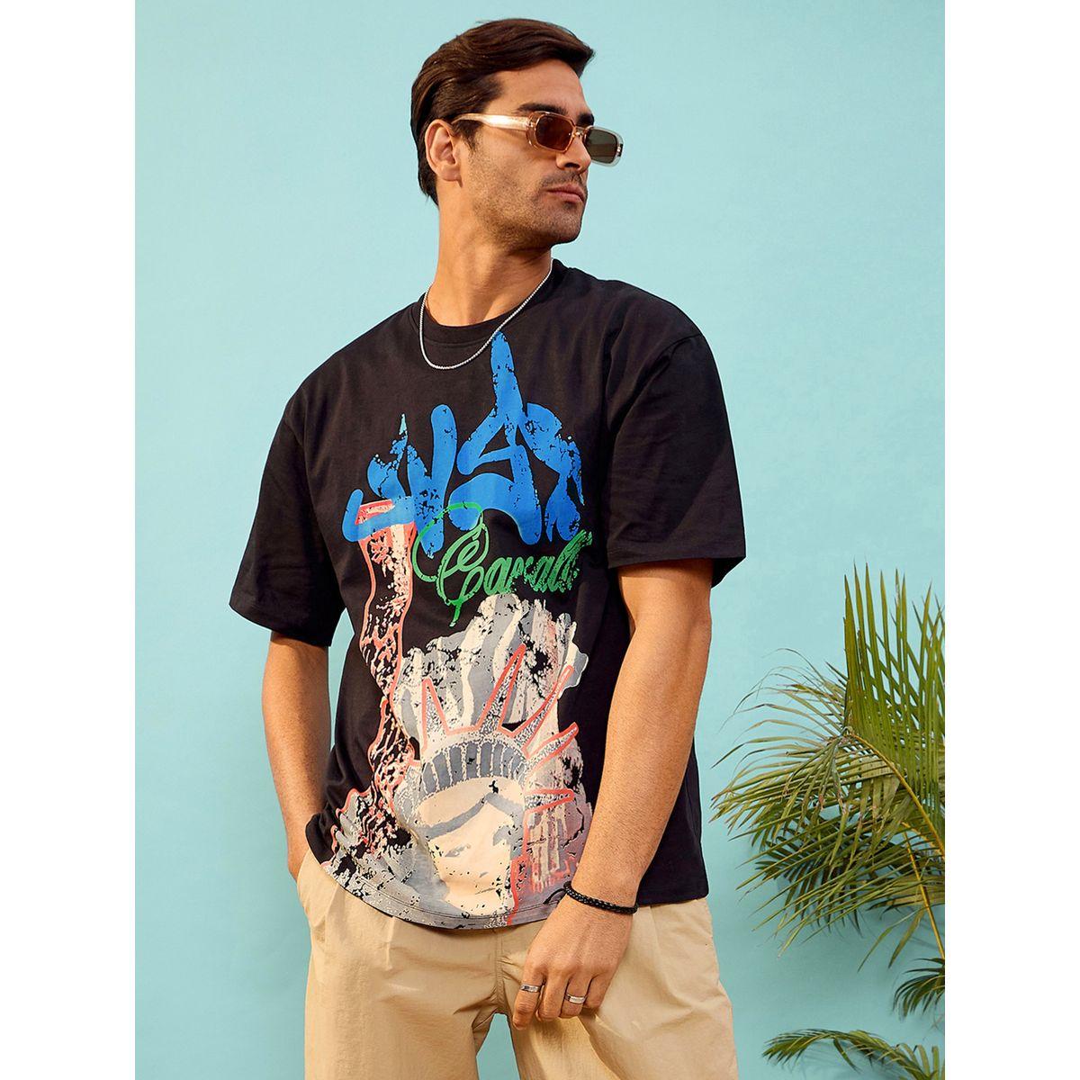 تيشيرت فضفاض مطبع بطبعة جرافيك ماسكلن ساسافراس × ستايلي-men-clothing-tshirtsandpolos-tshirts-image-1