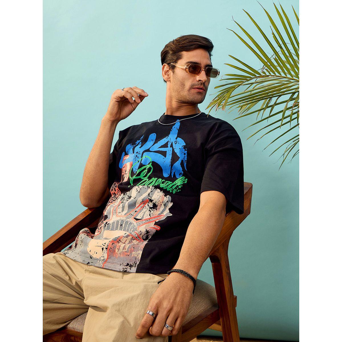 تيشيرت فضفاض مطبع بطبعة جرافيك ماسكلن ساسافراس × ستايلي-men-clothing-tshirtsandpolos-tshirts-image-2